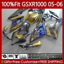 OEM Golden blue MOTO Body For SUZUKI GSXR 1000 CC K5 GSX-R1000 2005 2006 Bodywork 122No.79 GSXR-1000 GSXR1000 1000CC 05 06 GSX R1000 05-06 Injection Mold Fairings Kit