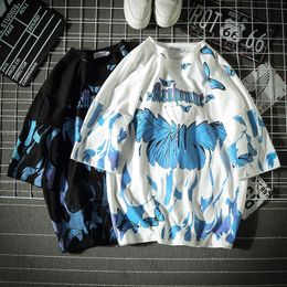Fashion Butterfly Printed T-shirt Men Harajuku Oversized T-Shirt Summer Women T Shirts Streetwear Mens Tops Tee Clothes