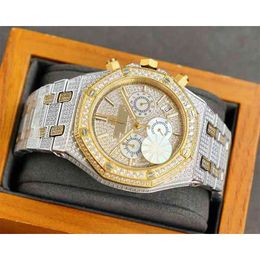 Light Jewelry High Quality Fashion Gold Plated Wrist Luxury Mens Diamond Iced Out Custom Watch for Men