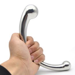 Stainless Steel G-Spot Wand Massage Stick Pure Metal Penis P-Spot Stimulation Anal Hook Butt Plug Dildo sexy Toys For Women Man