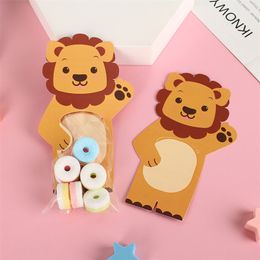 20pcs Jungle Candy Cute Lions Safari Birthday of Sweets Gift Bags Kids Pouch Party Favor 220704