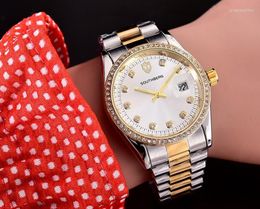 Ladies Wrist Watches Dress Gold Watch Women Crystal Diamond Stainless Steel Silver Clock Wristwatches