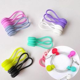 Magnetic Twist Cable Ties Silicone Cable Holder Clips Cord Wrap Strong Holding Stuff Cables Organiser For Home Office C0801P02