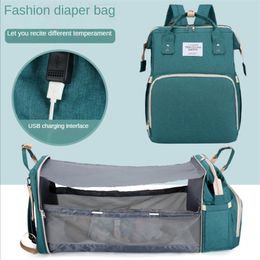 Baby USB Nappy Changing Bags Changing Station Portable Baby Bed Travel Bassinet Folding Crib Shade Cloth Changing Pad Waterproof 220706