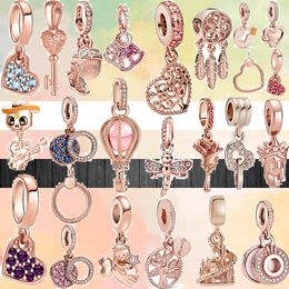 925 bracelet charms for Pandora charm set Original box Rose Gold Colour Shining Family Love Air Balloon Pendants European Bead necklace charms Jewellery