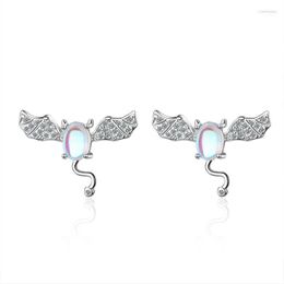 Stud Fashion 925 Sterling Silver Earrings For Women Exquisite Moonstone Little Devil Earring Shiny CZ Bat Ear JewelryStud Odet22 Farl22
