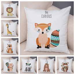 Cushion/Decorative Pillow Nordic Be Brave Lion Giraffe Case Decor Cute Animal Cushion Cover For Sofa Panda Bear Soft Plush Pillowcase 45x45c