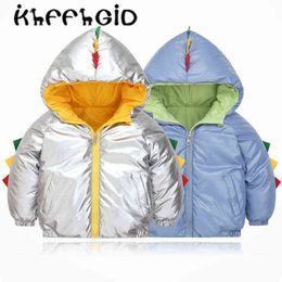 2021 New Autumn And Winter Thickened Cartoon Dinosaur Coat Cotton Quilted Coat Boys And Girls Baby Cute Space Down Jacket baby J220718