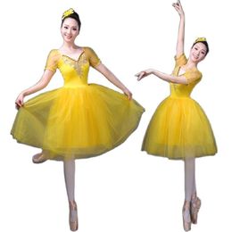 Professional Dance Skirt Ballet Tutus Swan Lake Performance Costume Adult Puff Sleeve 220808