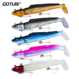 Goture 5pcslot Fishing Lure Swimbait Jig Head Rubber Tail Soft Lure Searchbait 21g 28g Silicone Bait 220523