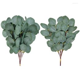 Decorative Flowers & Wreaths 5/10Pcs Fake Eucalyptus Leaves Stems Bulk Silk Artificial Plant Branches For Wedding Backdrop Arch Wall