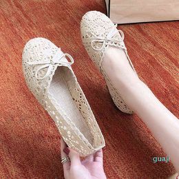 Summer Women's Ballet Flats Shoes Woman Hollow Outs Lace Fisherman Shoes Female Lazy Loafers Single Shoes Flat Sandals shoe