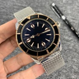 N Quality Right Hand Blue Watches Two Tone SUPEROCEAN HERITAGE 57 Automatic Mechanical Movement Watch Stainless Steel Strap Flodin277a
