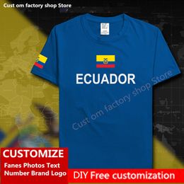 ECUADOR Country Flag Tshirt DIY Custom Jersey Fans Name Number Brand Cotton T shirts Men Women Loose Casual Sports T shirt 220616