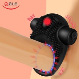 10 Modes For Couples Penis Ring Vibrator Delayed Ejaculation Vibrating Cock USB Charging Cockring Adult sexy Toys Men