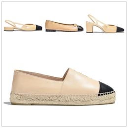 Эспадриллы дизайнер для женщин одевать обувь Slingback Balleerina Flat Real Soft Leather Balleerinas Sandals Sandals Знаменитые дизайнерские каблуки
