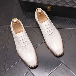 men dress shoes Men's Casual Crocodile pattern Flats Wedding Party footwear