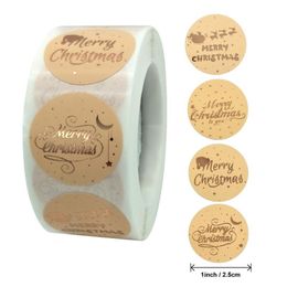 Gift Wrap 500pcs Merry Christmas Stickers Gold Stamping Label For DIY Child Decor Shop Product Packaging LabelGift