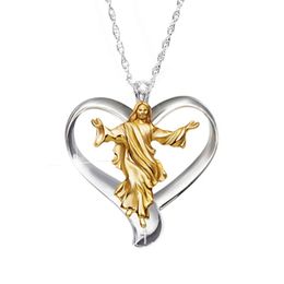 Religious Jesus necklace Pendant christian holy image heart shaped Jesus prayer wonmen's Necklaces pendants