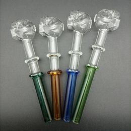 Glass Oil Burner Pipe Thick Burning Handle Nail Pipes Colorful Smoking Toabcco Dry Herb Water Tube Dab Rigs Bong