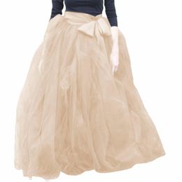 Skirts Woman Tulle Skirt 2022 Fashion Long Black Tutu Ball Gown With Sashes For Saias High Quality SkirtSkirts
