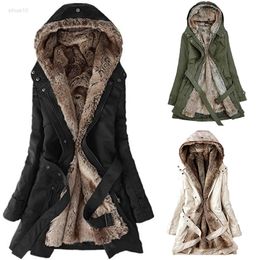 Women's Lining Jacket Womens Winter Warm Thick Long Jacket Hooded Simple Casual Comfy Jacket 2021 Quick L220725