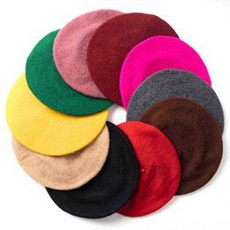 Elegant Autumn Winter Hat Wool Berets French Artist Beret Women Painter Hat Vintage Girls Berets Female Warm Running Cap Hats J220722