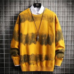 Men's Sweaters Sweater Men Oversized Mens Knitted 2022 Striped Gradient Jumper Pullover Hip Hop Harajuku Black