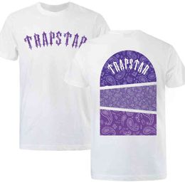 Trapstar Art of War Men's T-shirt Casual Short Sleeve Harajuku Loose Oversized Purple Texture Print