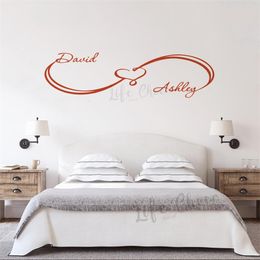 Design Sticker Custom Couple Names Vinyl Decal Infinity Love Sign Wall Art Murals Home Decor AZ1023 220622