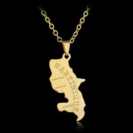 Pendant Necklaces North America Martinique Map Stainless Steel Necklace For Men/women Gold Color Worlds Jewelry GiftPendant