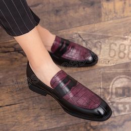 Business Shoes Men Top Quality Elegant Men's Formal Dress Leather Shoes Party Fashion Luxury Oxford Shoes Black Purple