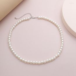 SJLO-14 Simple Geometric Round Bead Imitation Pearl Beaded Necklace Fine Chokers Jewellery For Wedding Party