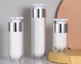 15ml 30ml 50ml Pearl White Acrylic Airless Jar Round Empty Refillable Bottles Cosmetic Bottle Cream Lotion Pump Bottles