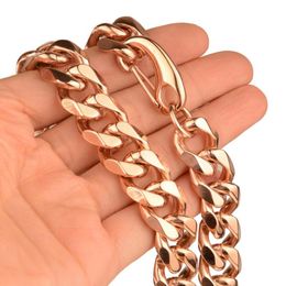 Chains Charming Curb Cuban Mens Womens Necklace Chain Rose Gold Colour Stainless Steel Necklaces For Fashion Jewellery 15mmChains