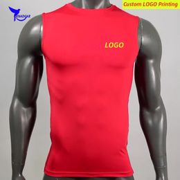 Breathable Compression Sleeveless Running Shirts Men Summer Quick Dry Elastic Fitness Gyms Tank Top Male Sportswear Vest Custom 220608