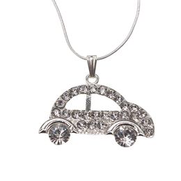 Crystal Necklace Luxury Silver Plated Clear Rhinestone Car Shape Pendant Charms Necklace For Gift