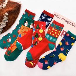 Household Sundries Woman Christmas Socks Funny Xmas Santa Claus Tree Snowflake Elk Snow Cotton Tube Crew Happy Sock Men New Year Funny Sokken