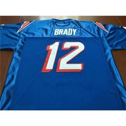 Uf Chen37 SirRare Men BRADY Game Worn Team Issued White BLUE Real embroidery College Jersey size s-4XL or custom any name or number jersey