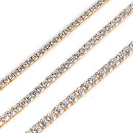 Chains Brass CZ 1 Row Tennis Chain 3mm 4mm 5mm Women Bling Jewellery For Men Party Gift BC019Chains