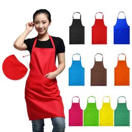 Apron Waterproof Solid Colour Plain Home Kitchen Men Lady Women Waiter Cafe Restaurant Cooking Dress Hairdresser couples Chef Y220426