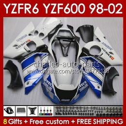 Bodys Kit For YAMAHA YZF R6 R 6 YZF600 600CC 98-02 Bodywork 145No.35 YZF 600 CC YZF-600 YZFR6 98 99 00 01 02 Frame YZF-R6 1998 1999 2000 2001 2002 Full Fairing blue glossy