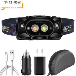 New Sensor Led Built in Battery Headlamp 2- Core Warm & White Colors Bulbs Light High Quality Head Lamp Headlight