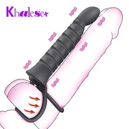 Double Penetration Dildo Vibrator 10 mode Vibrator For Men Strap On Penis Vagina Plug Adult Sex Toys For Couples 220817