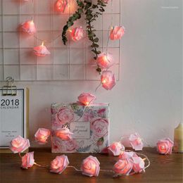Strings LED Battery Operated 10/20/40Leds Pink Rose Flower String Light Christmas Holiday Lights Valentine Wedding Party Decoration LampLED
