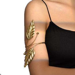 Bohemian Ladies Leaves Leaf Arm Bangle Bracelet For Women Boho Fashion Gold Colour Metal Big Arm Bracelet Body Jewellery Gift
