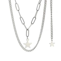 Designer fashion Women Necklaces Double Pendant Long Chain Star Stainless Steel Necklace Jewellery gift