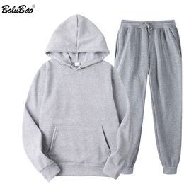 BOLUBAO Brand Men Sports Casual Sets Men s Hoodies Pants Two Piece Suit Tracksuit Fashion Solid Colour Male 220708