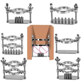 Cockrings Sex Toys Metal Steel Penis Ring CBT Cock & Ball Torture Stretcher Scrotal Fixture SMASHER CRUSHER With ScrewsCockrings