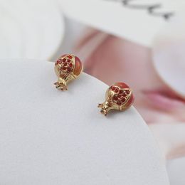 Stud European And American Tide Brand Jewellery Simple Three-dimensional Enamel Colour Glaze Red Small Pomegranate Earrings For WomenStud Dale2